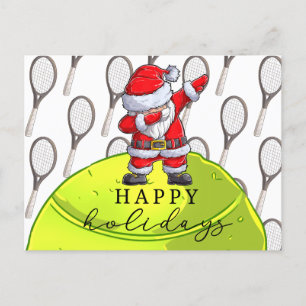 Tennis Christmas with Ball and Racket with Santa Postcard