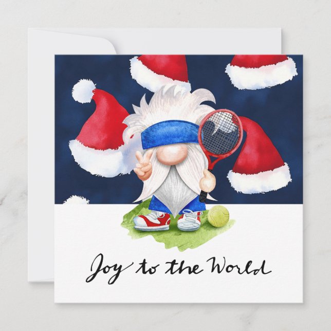 Tennis Christmas with Racket and Christmas themed  Holiday Card (Front)