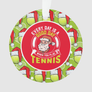 Tennis  Christmas with Santa Claus and racket  Ornament