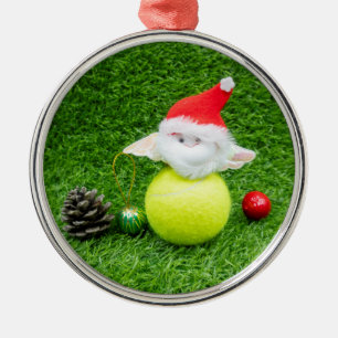 Tennis Christmas with Santa Claus and tennis ball Metal Ornament