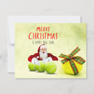 Tennis Christmas with Santa Claus Card