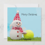 Tennis Christmas with Snowman and Tennis ball Card<br><div class="desc">Tennis Christmas with Snowman and Tennis ball Card</div>