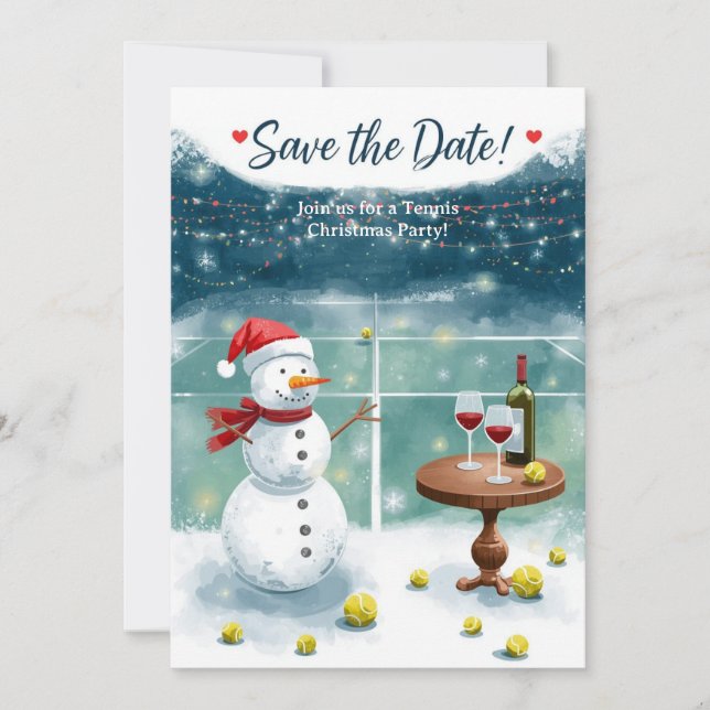 Tennis Christmas with Snowman  Invitation (Front)