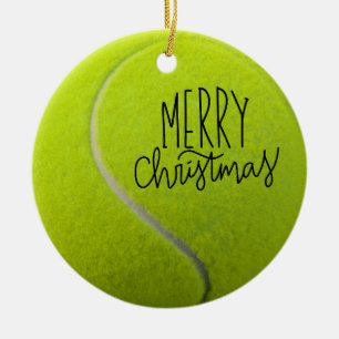 Tennis Christmas with tennis ball  Ceramic Ornament