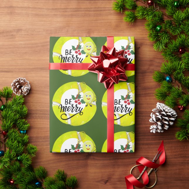 Tennis Christmas with tennis ball for player   Wrapping Paper (Holiday Gift)