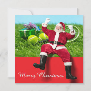 Tennis Christmas with tennis ball  gift ornament H Holiday Card