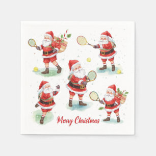 Tennis Christmas with tennis ball Santa Claus Napkin