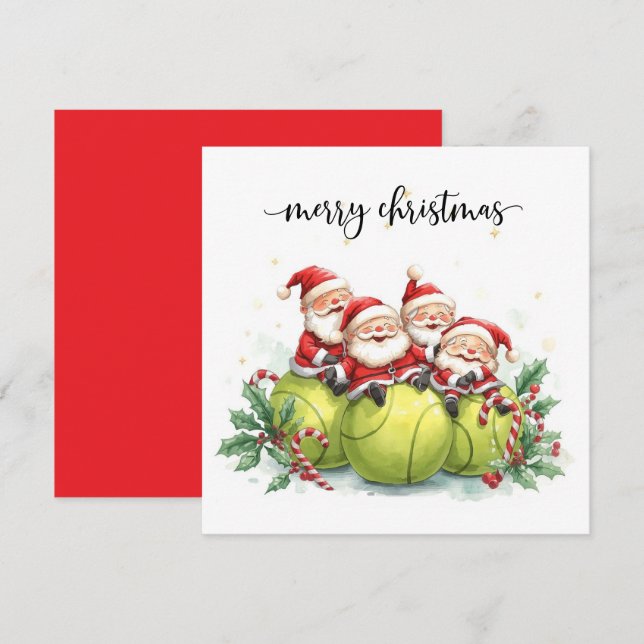 Tennis Christmas with tennis themed  Holiday Card (Front/Back)