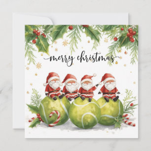 Tennis Christmas with tennis themed  Holiday Card