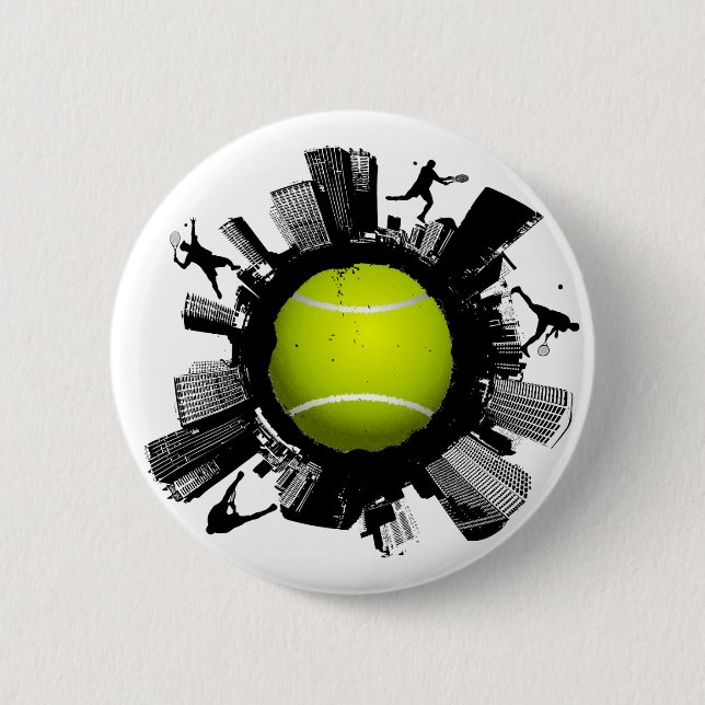 Tennis City 2 Inch Round Button (Front)