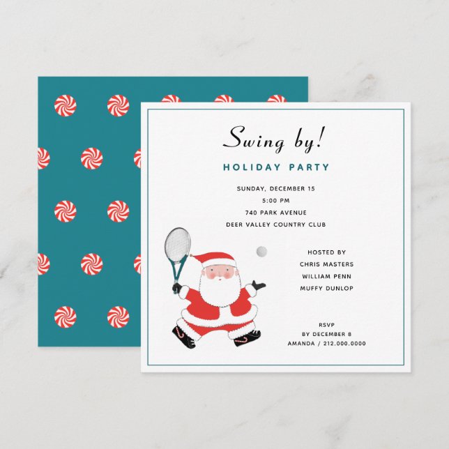 Tennis Club Holiday Party Invitation (Front/Back)