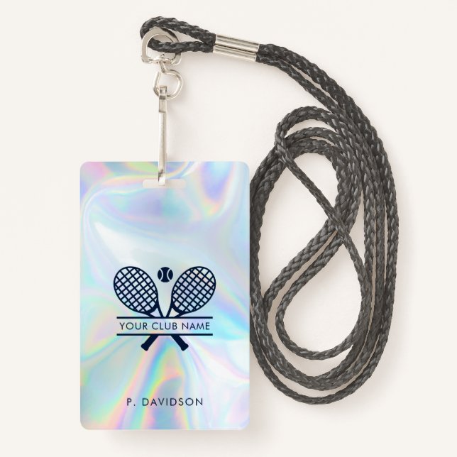 Tennis Club Holographic All Access Pass Custom Badge (Front with Lanyard)