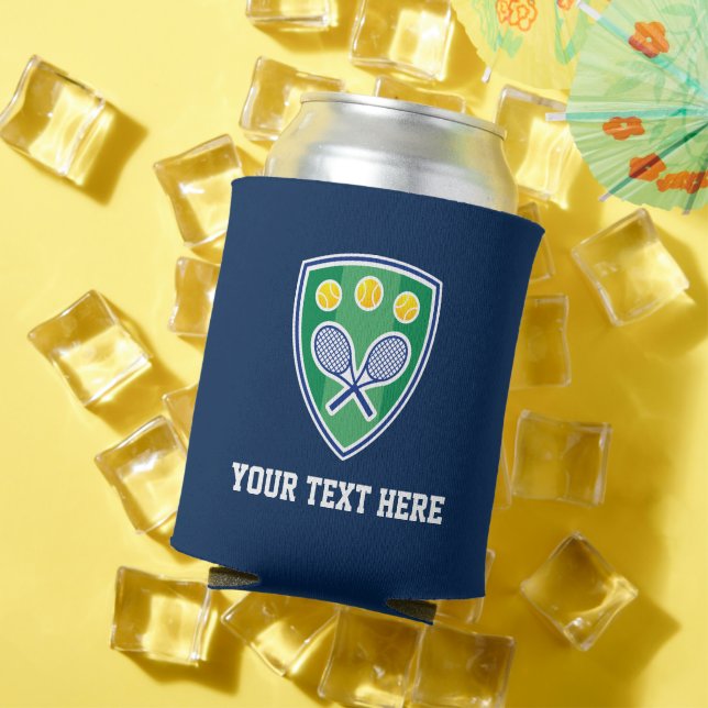 Tennis club logo can coolers with custom text (In Situ Summer)