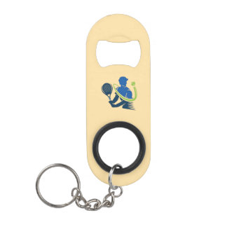 Tennis Club Logo -  Dynamic Action, Sporty Style Keychain Bottle Opener