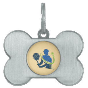 Tennis Club Logo -  Dynamic Action, Sporty Style Pet ID Tag