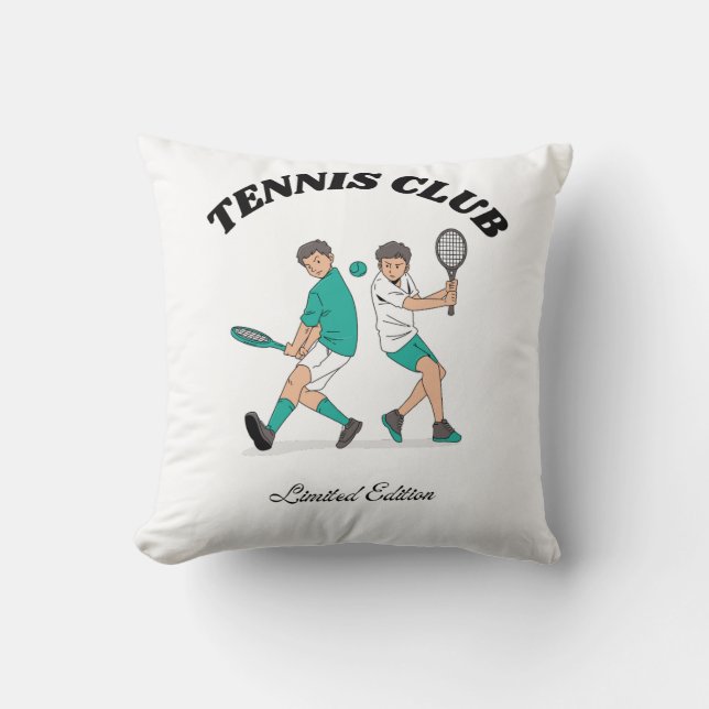 Tennis Club Throw Pillow (Front)