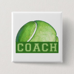 Tennis Coach 2 Inch Square Button
