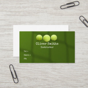 Tennis Coach Instructor with tennis ball on green  Business Card