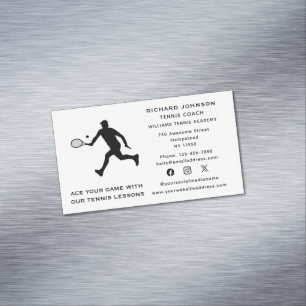 Tennis Coach Male Instructor Sports Social Media Magnetic Business Card