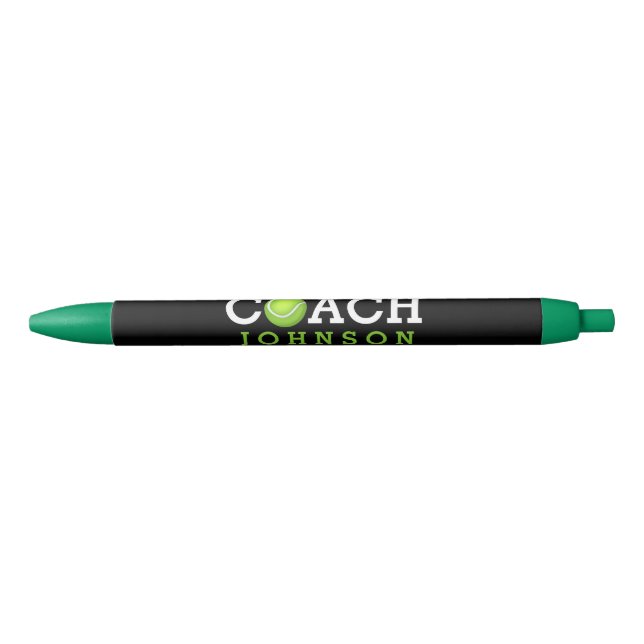 Tennis Coach Personalized Black Ink Pen (Front)