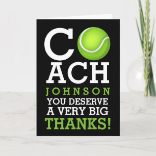 Tennis Coach Personalized Name Thank You Card