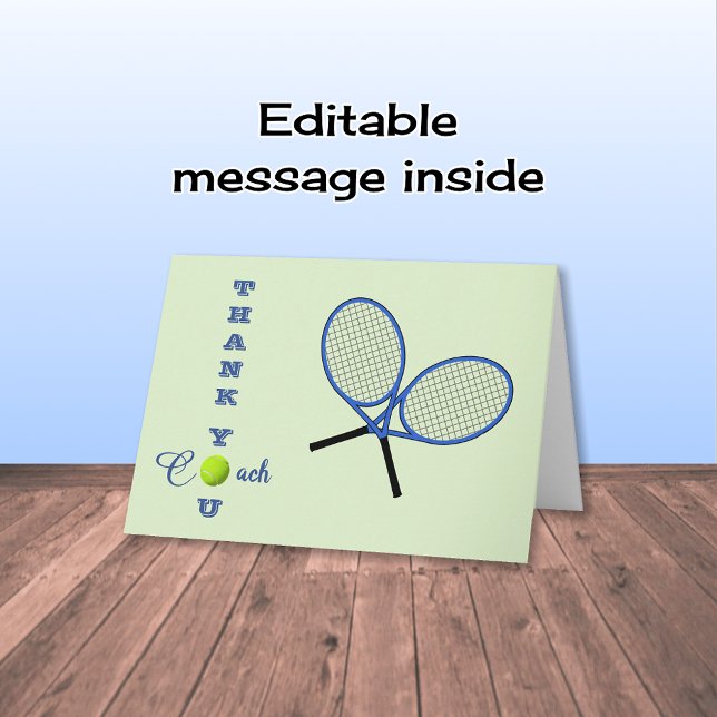Tennis coach rackets modern sports thank you card (Creator Uploaded)