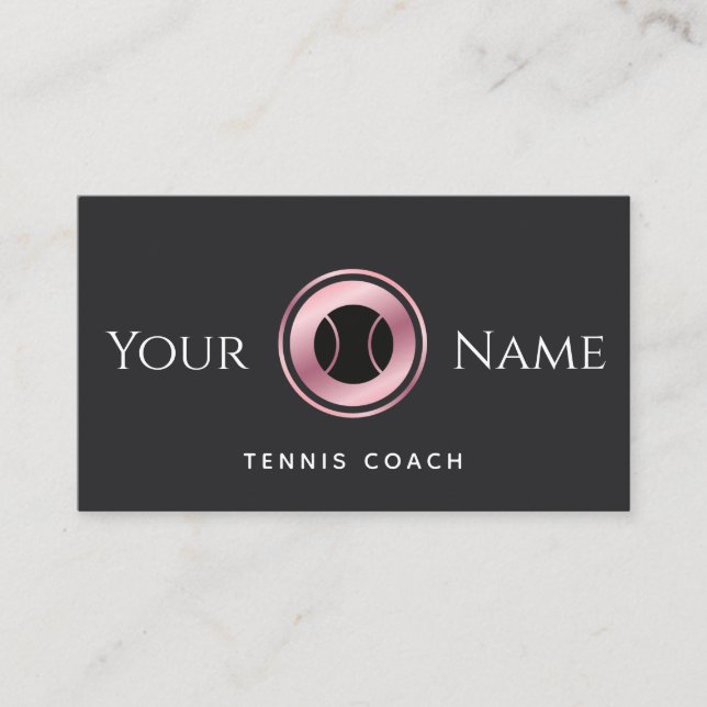 Tennis Coach Rose Gold Classy Elegant Instructor Business Card (Front)