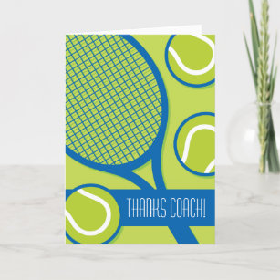 Tennis coach Thank you card green and blue