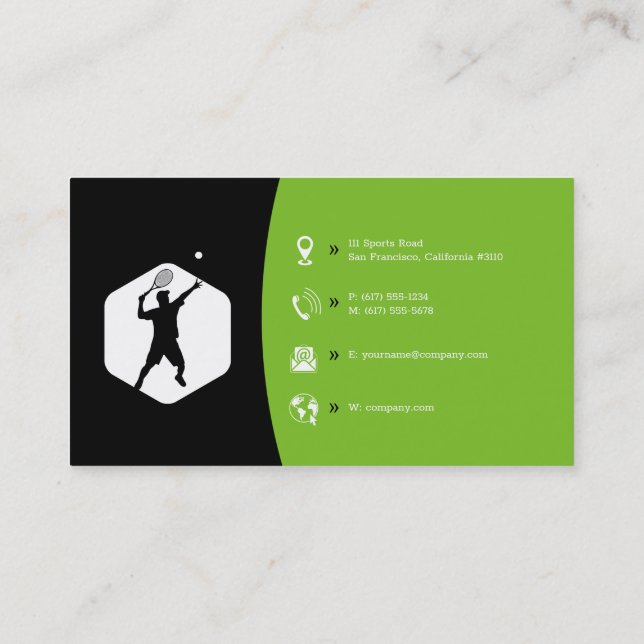 Tennis Coach | Trainer Practice Lessons Business Card (Back)