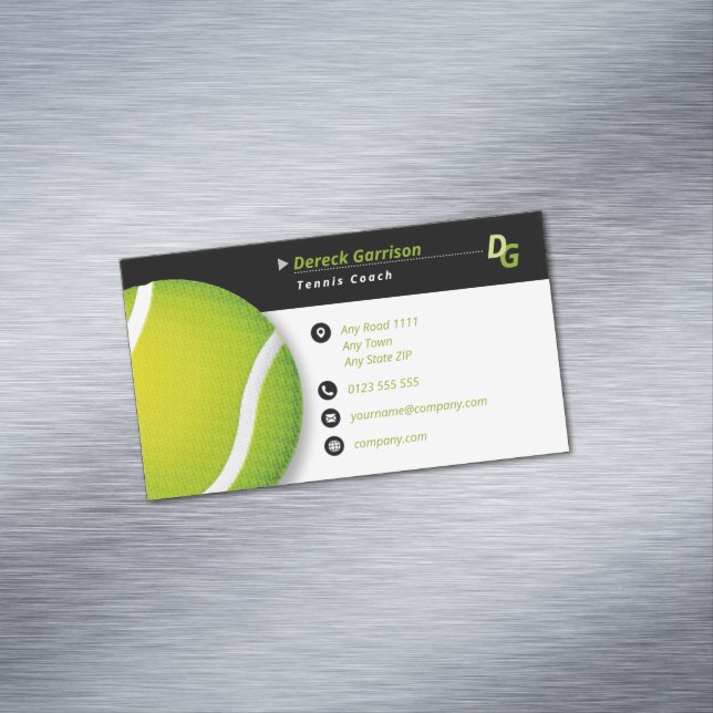Tennis Coach | Trainer Practice Lessons Magnetic Business Card (In Situ)
