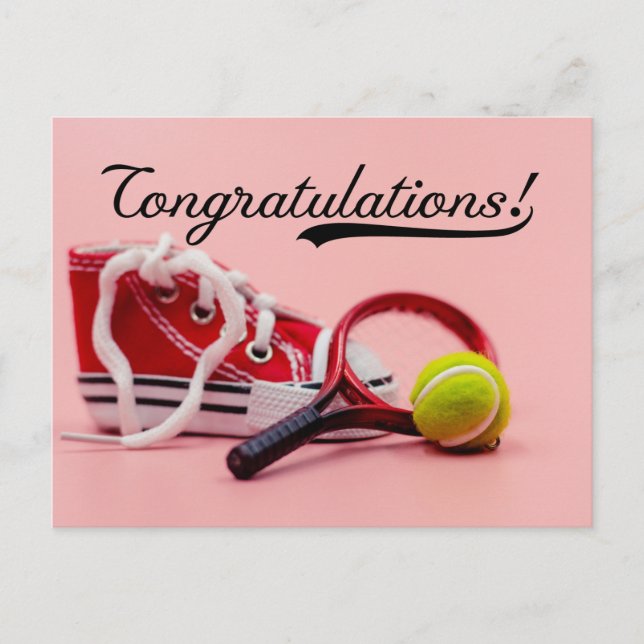 Tennis Congratulations with ball and rackets Card (Front)