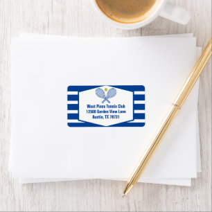 Tennis Country Club Blue Striped Return Address Label