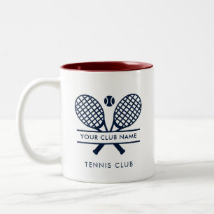 Tennis Country Club Name Rackets Motif Custom Two-Tone Coffee Mug