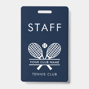 Tennis Country Club Name Rackets Motif Staff Badge