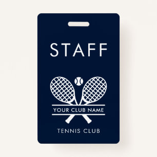 Tennis Country Club Name Rackets Motif Staff Badge