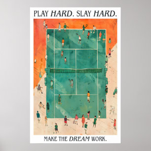 Tennis Court Art Print Play Hard Slay Hard