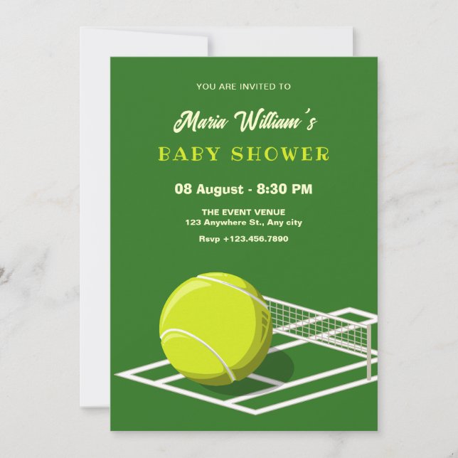 Tennis court baby shower invitation (Front)