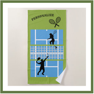 Tennis Court Design Personalize Beach Towel