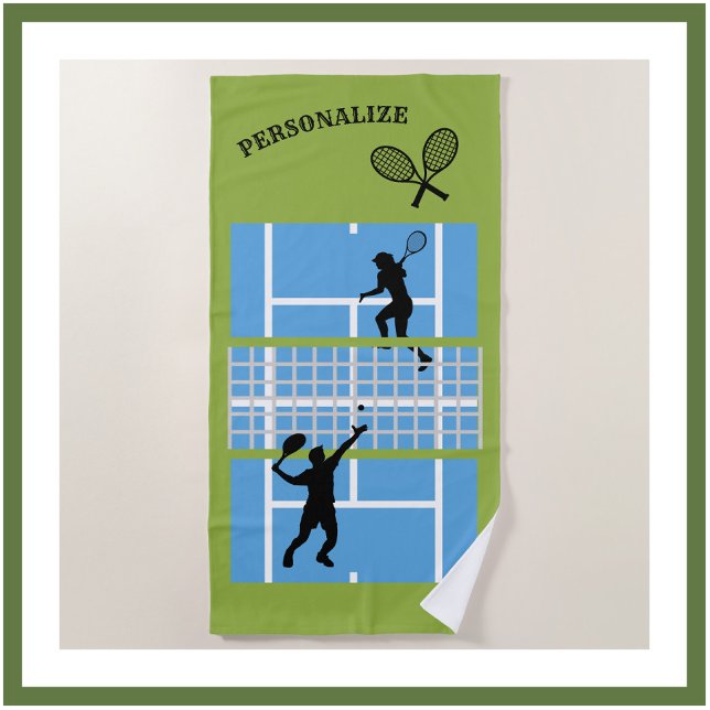 Tennis Court Design Personalize Beach Towel (Creator Uploaded)