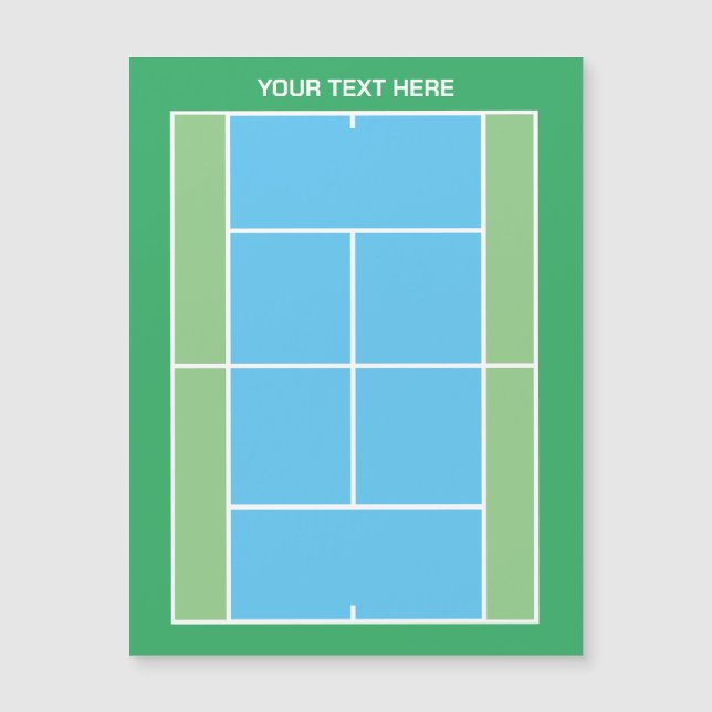 Tennis court dimensions drawing magnetic card (Front)