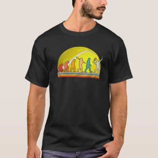 Tennis Court human Evolution Player Clay Court Fun T-Shirt