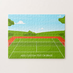 Tennis Court Illustration Green Grass Add Text  Jigsaw Puzzle