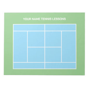 Tennis court layout notepad for training coach 