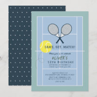 Tennis Court Racquet Blue Boy Birthday