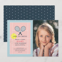 Tennis Court Racquet Pink Girl Photo Birthday