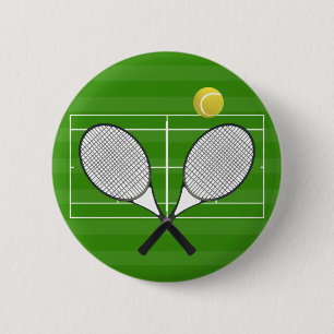 Tennis court & TENNIS RACKETS 2 Inch Round Button