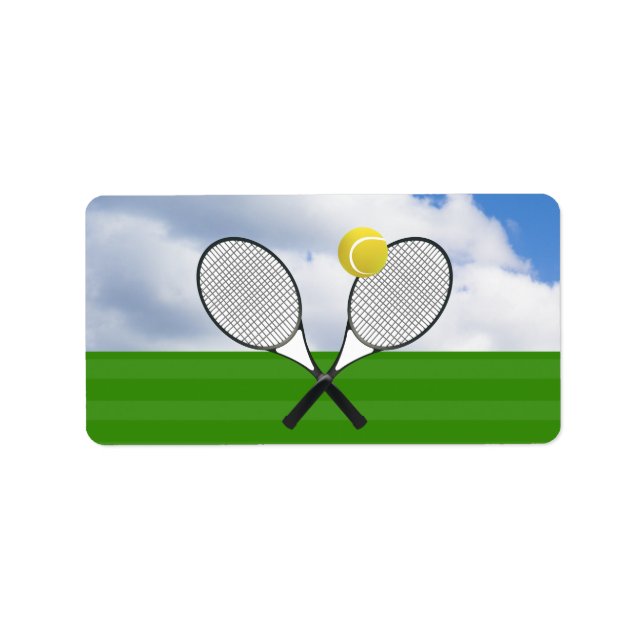 Tennis court & TENNIS RACKETS Label (Front)