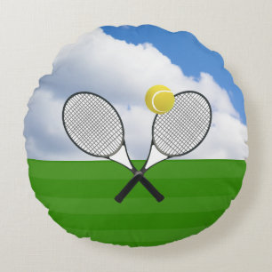 Tennis court & TENNIS RACKETS Round Pillow