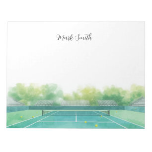 Tennis Court watercolor Notepad