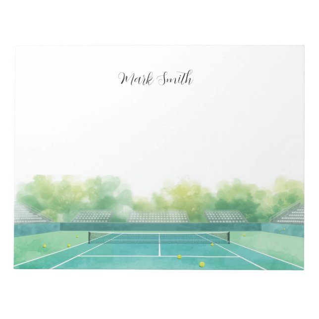 Tennis Court watercolor Notepad (Front)